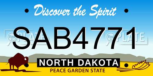 SAB4771 North Dakota License Plate