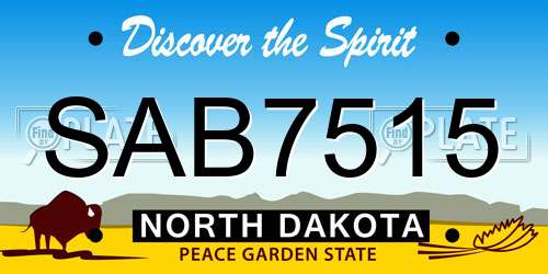 SAB7515 North Dakota License Plate