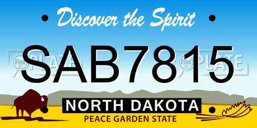 SAB7815 North Dakota License Plate