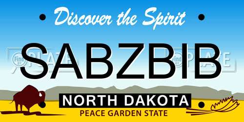 SABZBIB North Dakota License Plate