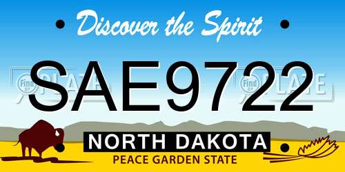 SAE9722 North Dakota License Plate