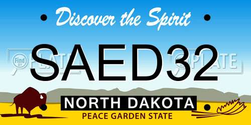 SAED32 North Dakota License Plate