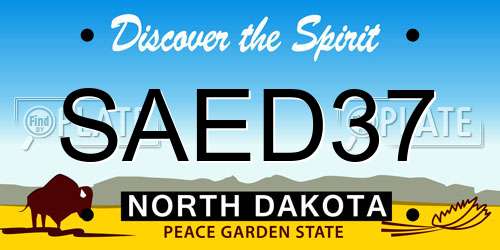 SAED37 North Dakota License Plate