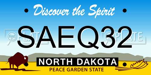 SAEQ32 North Dakota License Plate