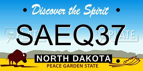 SAEQ37 North Dakota License Plate