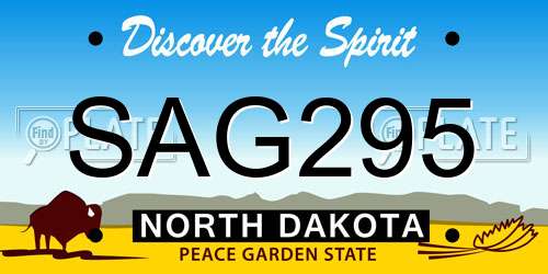 SAG295 North Dakota License Plate