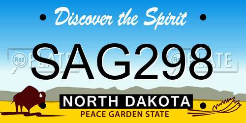 SAG298 North Dakota License Plate