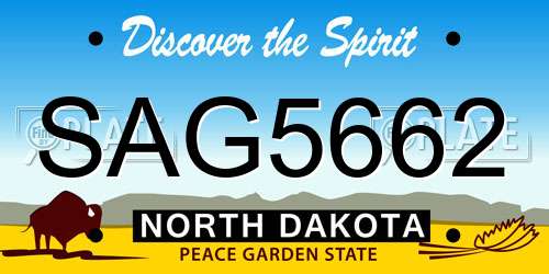 SAG5662 North Dakota License Plate