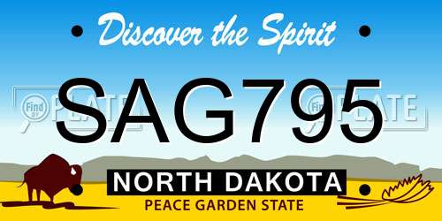 SAG795 North Dakota License Plate
