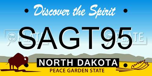 SAGT95 North Dakota License Plate