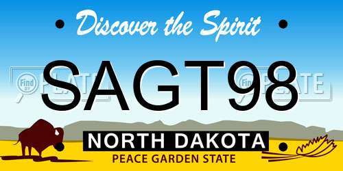 SAGT98 North Dakota License Plate
