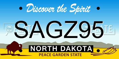 SAGZ95 North Dakota License Plate