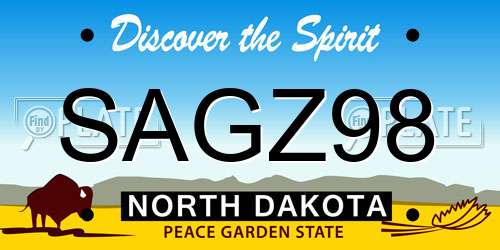 SAGZ98 North Dakota License Plate