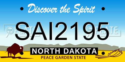 SAI2195 North Dakota License Plate