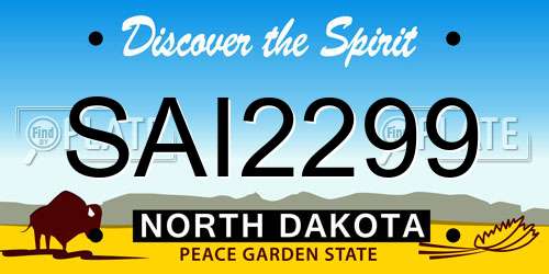 SAI2299 North Dakota License Plate