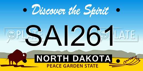 SAI261 North Dakota License Plate