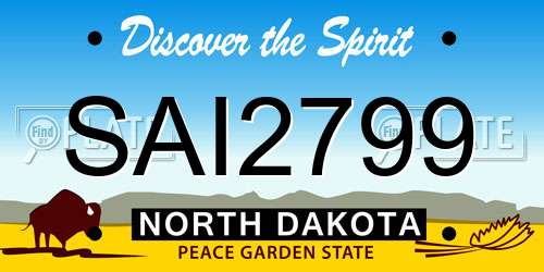SAI2799 North Dakota License Plate