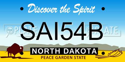 SAI54B North Dakota License Plate