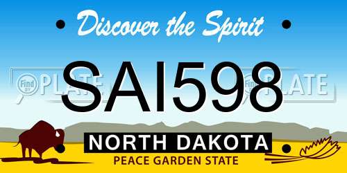 SAI598 North Dakota License Plate