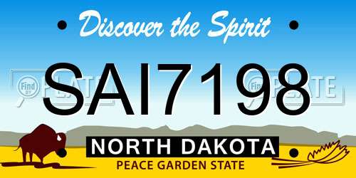 SAI7198 North Dakota License Plate