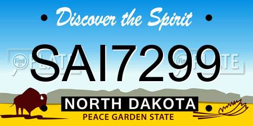 SAI7299 North Dakota License Plate
