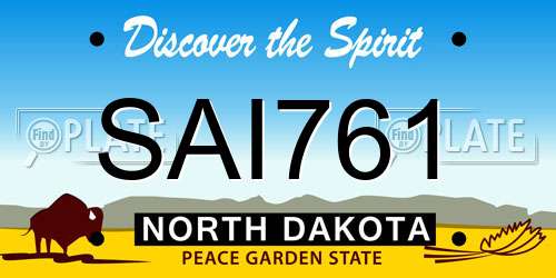 SAI761 North Dakota License Plate