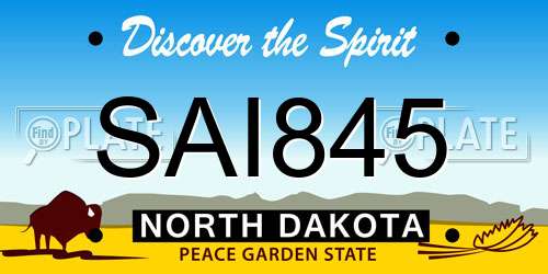 SAI845 North Dakota License Plate