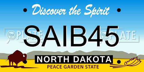 SAIB45 North Dakota License Plate