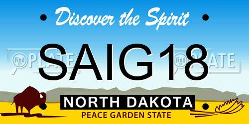 SAIG18 North Dakota License Plate