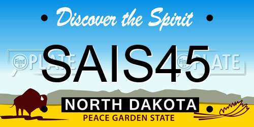 SAIS45 North Dakota License Plate