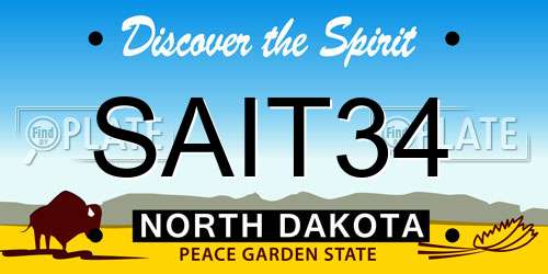 SAIT34 North Dakota License Plate