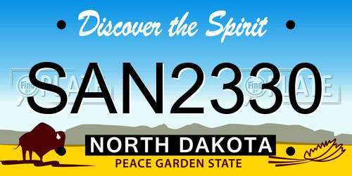 SAN2330 North Dakota License Plate