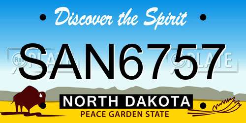 SAN6757 North Dakota License Plate