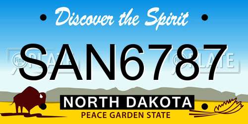 SAN6787 North Dakota License Plate