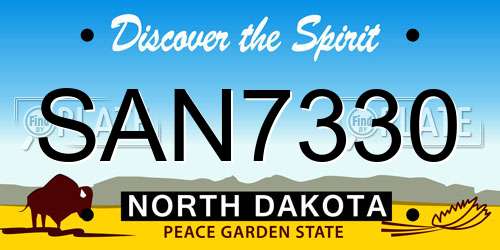 SAN7330 North Dakota License Plate