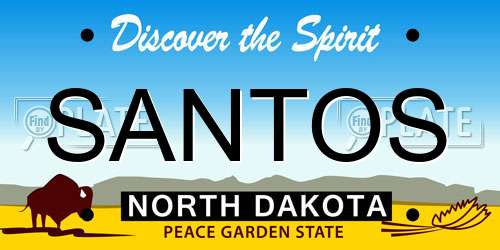 SANTOS North Dakota License Plate