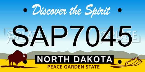 SAP7045 North Dakota License Plate