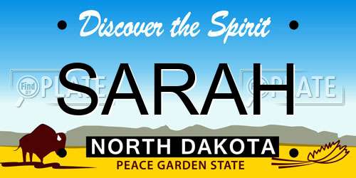 SARAH North Dakota License Plate