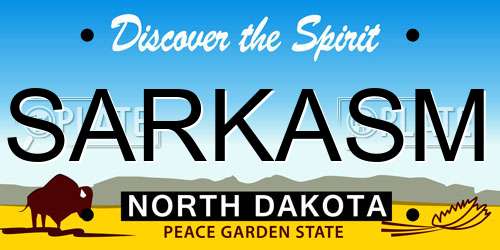 SARKASM North Dakota License Plate