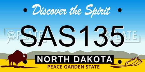 SAS135 North Dakota License Plate
