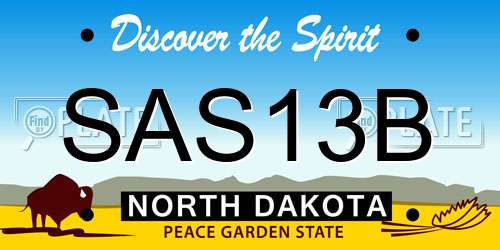 SAS13B North Dakota License Plate