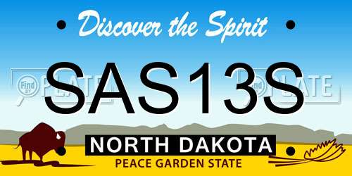SAS13S North Dakota License Plate