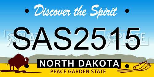 SAS2515 North Dakota License Plate
