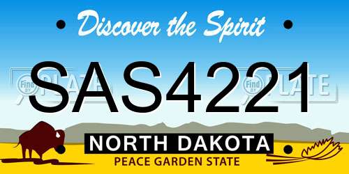 SAS4221 North Dakota License Plate