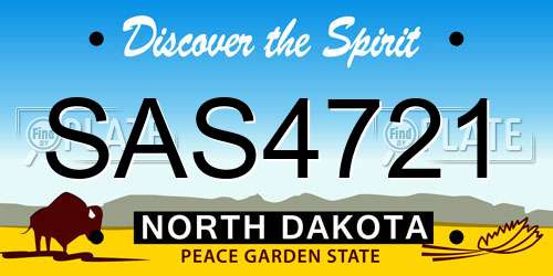 SAS4721 North Dakota License Plate