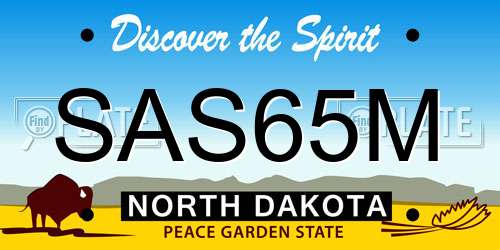 SAS65M North Dakota License Plate
