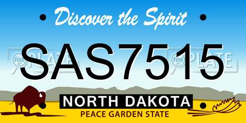 SAS7515 North Dakota License Plate