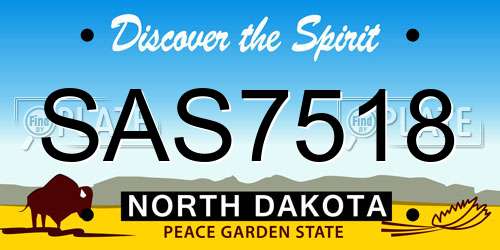 SAS7518 North Dakota License Plate