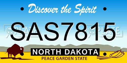 SAS7815 North Dakota License Plate