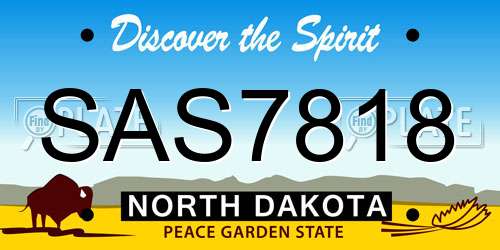 SAS7818 North Dakota License Plate